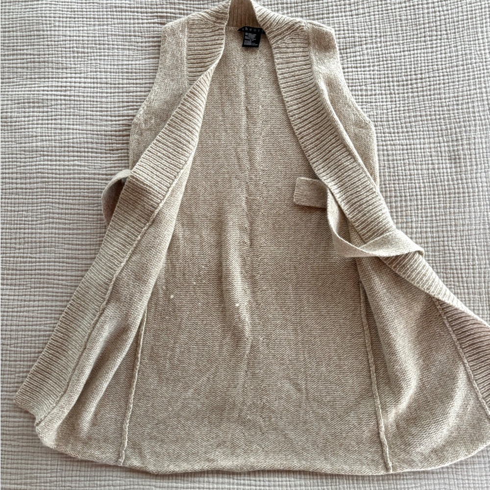 Theory Beige Sleeveless Cardigan - Picture 5 of 7